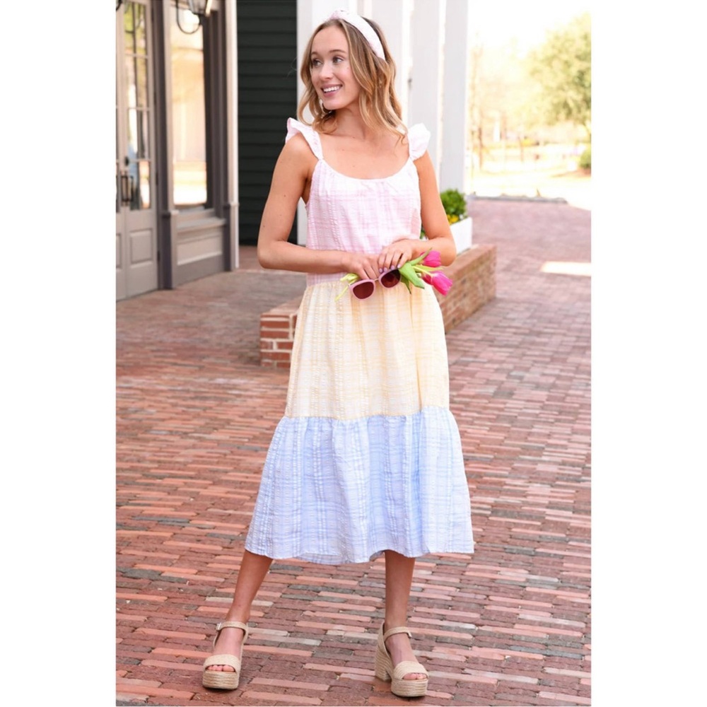 Tiered pastel maxi dress
